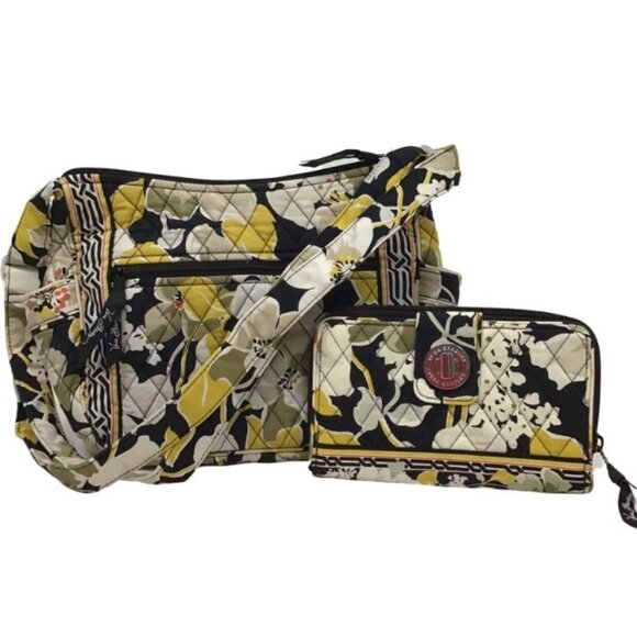 Vera Bradley Dogwood Bundle On The Go Crossbody Bag and Iconic Turnlock Wallet - Picture 1 of 12